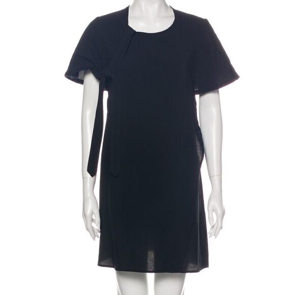 Maje Black Cotton Blend Wrap w/ Belt Mini Dress - Picture 11 of 16